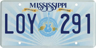 MS license plate LOY291