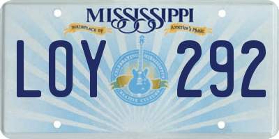 MS license plate LOY292