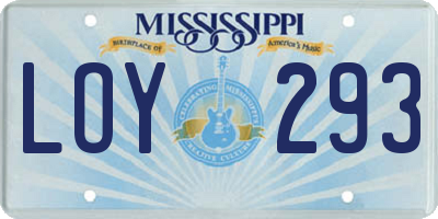 MS license plate LOY293
