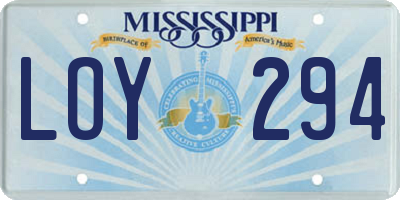 MS license plate LOY294