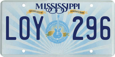 MS license plate LOY296