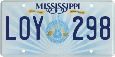 MS license plate LOY298