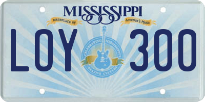MS license plate LOY300