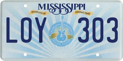 MS license plate LOY303