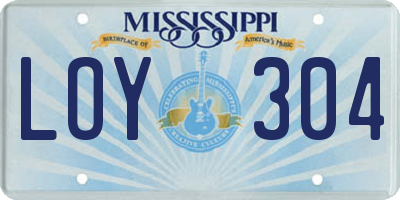 MS license plate LOY304