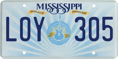 MS license plate LOY305