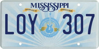 MS license plate LOY307