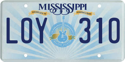 MS license plate LOY310