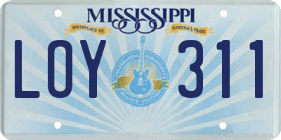 MS license plate LOY311