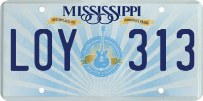 MS license plate LOY313