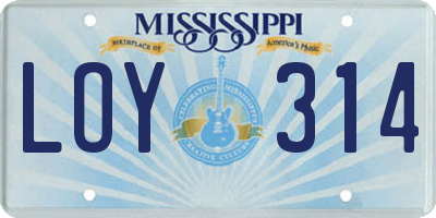 MS license plate LOY314