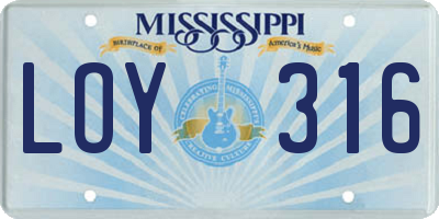 MS license plate LOY316