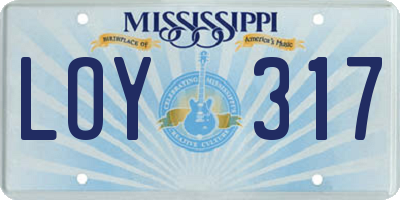 MS license plate LOY317