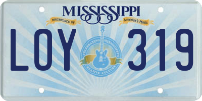MS license plate LOY319