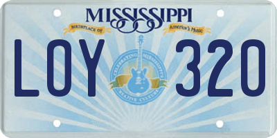MS license plate LOY320