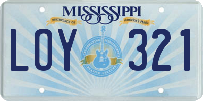 MS license plate LOY321