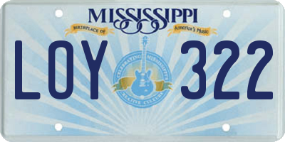 MS license plate LOY322