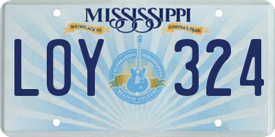 MS license plate LOY324