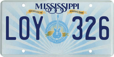 MS license plate LOY326