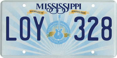 MS license plate LOY328