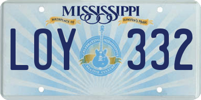 MS license plate LOY332