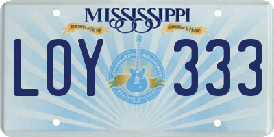 MS license plate LOY333