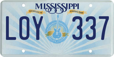 MS license plate LOY337