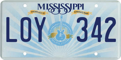 MS license plate LOY342