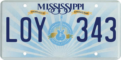 MS license plate LOY343