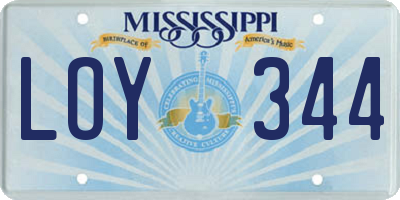 MS license plate LOY344