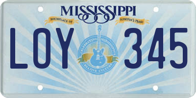 MS license plate LOY345