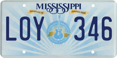 MS license plate LOY346