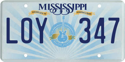MS license plate LOY347