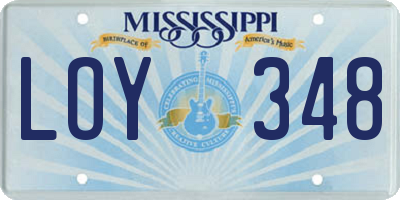 MS license plate LOY348