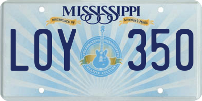 MS license plate LOY350