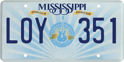 MS license plate LOY351