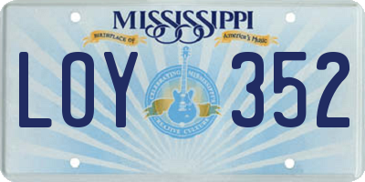 MS license plate LOY352