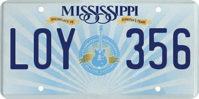 MS license plate LOY356