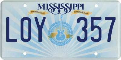 MS license plate LOY357