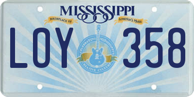 MS license plate LOY358
