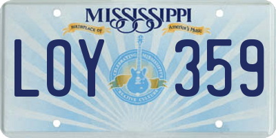 MS license plate LOY359
