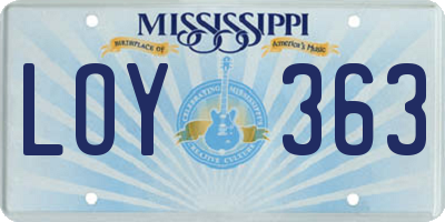 MS license plate LOY363