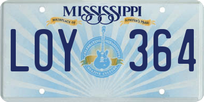 MS license plate LOY364