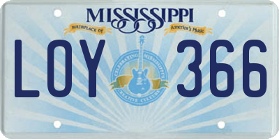 MS license plate LOY366