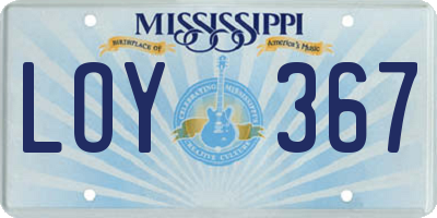 MS license plate LOY367