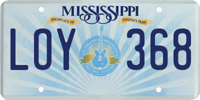 MS license plate LOY368