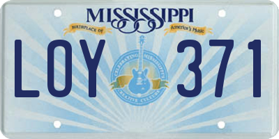 MS license plate LOY371
