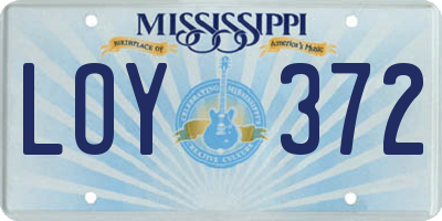MS license plate LOY372