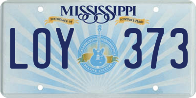 MS license plate LOY373