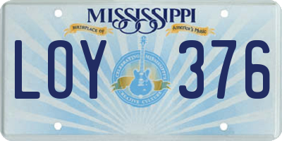 MS license plate LOY376